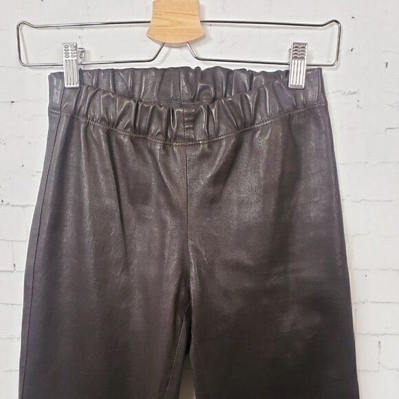 Joseph Designer 100% Lambskin Lamb Leather Pants Size FR 38 US 6 Dark Brown - Picture 2 of 11